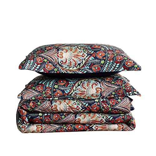 Wajade 7Pcs Boho Paisley Print Luxury Comforter Bed In A Bag Set Queen Size, Vintage Floral Medallions Microfiber Bedding Set (1 Comforter, 2 Pillow Shams, 1 Flat Sheet, 1 Fitted Sheet, 2 Pillowcases) #TOP6