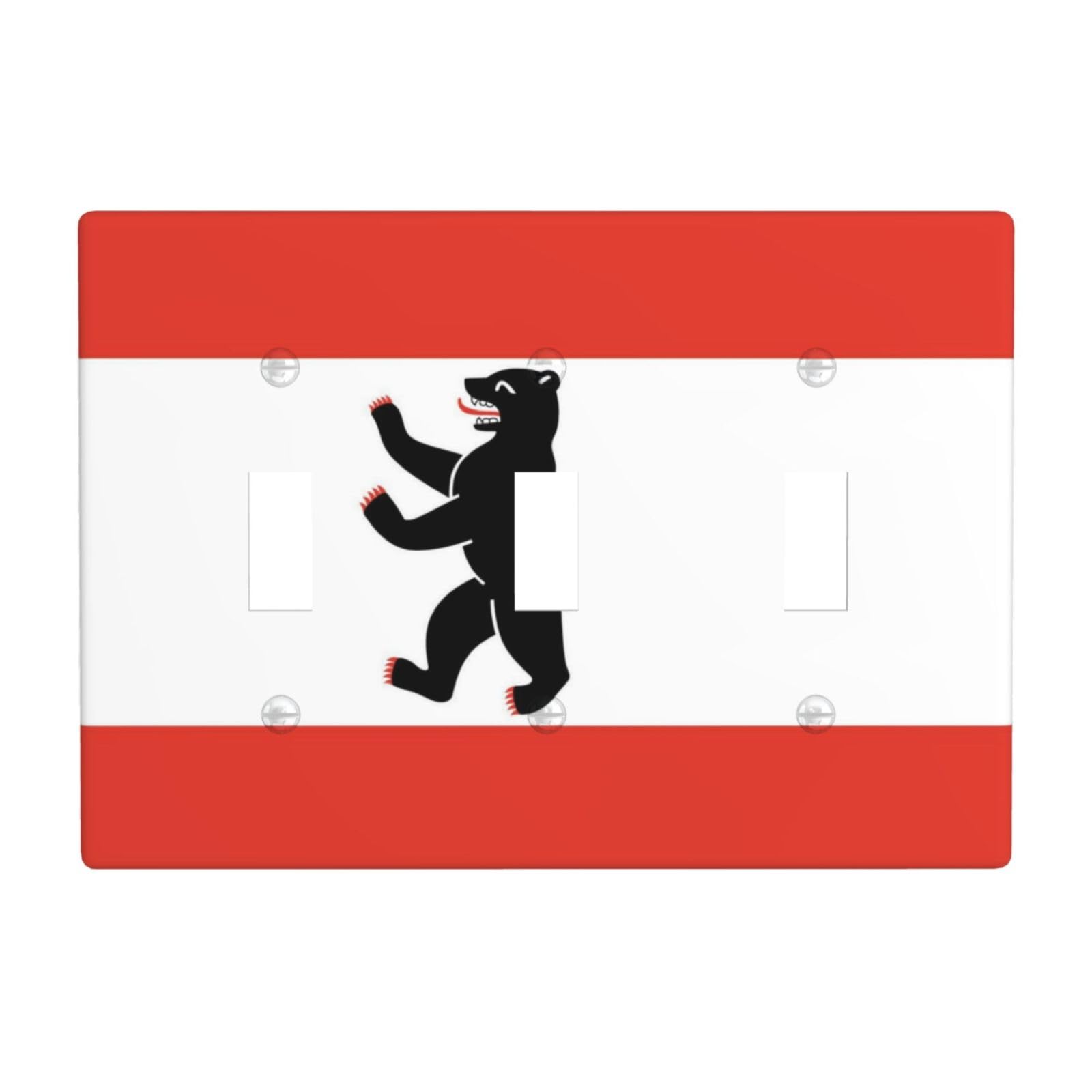 Berlin Flag 3 Gang Switch Plate Cover-Unbreakable Polycarbonate Wall Plate, Heat Resistant Toggle Switch Decor for Home