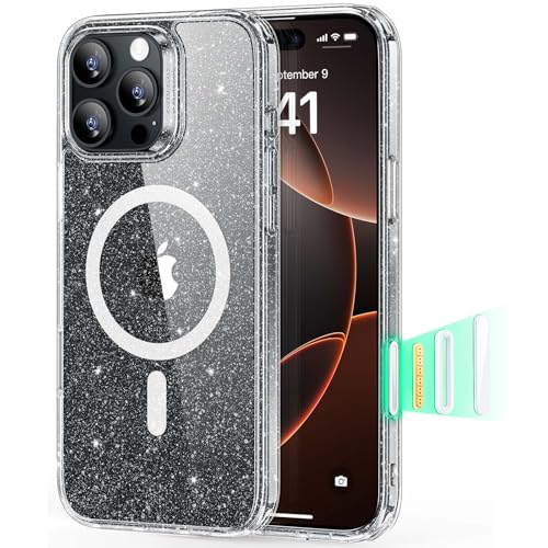 Image of ESR iPhone 16 Pro Max Case, Camera Control Cover, Compatible with MagSafe, Shockproof Military-Grade Protection, Magnetic Phone Case for iPhone 16 Pro Max, Classic Hybrid Case, Clear Shimmer