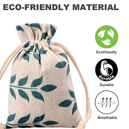 Meta-U Burlap Bags With Drawstring- Storage Bag- Sachets Bag- Gift Pouch For Party | Wedding-12Pcs (13×17Cm(5.2×6.8 Inch), Leaf) #TOP2