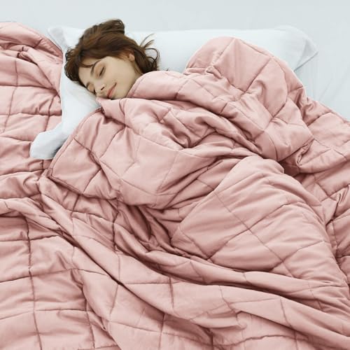 Weighted Idea Weighted Blanket for Adults (Coral Pink 48x72 20lbs) Cooling Breathable Heavy Blanket with Premium Glass Beads All-Season Soft Thick Comfort