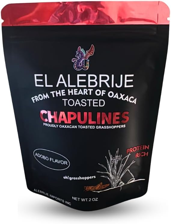 Chapulines From Oaxaca 2 oz (57g) | Adobo Flavor Grasshoppers | Premium Fresh Gourmet Edible Insects | Marinated Spicy Flavor - Always Fresh Toasted Mexican Snack.