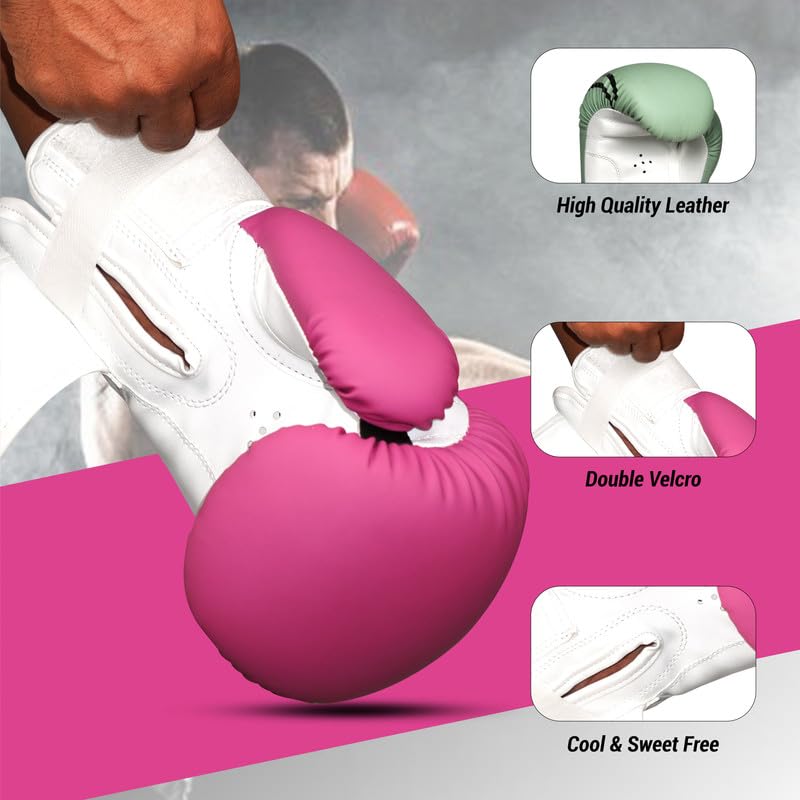Image of Boxing Gloves - Faux Leather Training Gloves with Hook and Loop Velcro Closure for Long-Lasting Strength and Durability