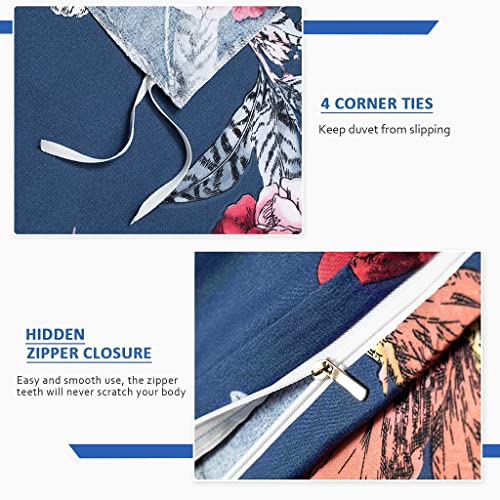 Nexhome Duvet Cover Set Blue King Size, Garden Floral Soft Patterned Bedding Set With Zipper Closure, 1 Duvet Cover 104X90 Inches And 2 Pillow Shams (90324) #TOP1