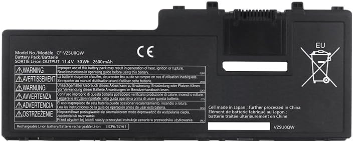 11.4V 30Wh CF-VZSU0QW CF-VZSU0QJS CF-VZSU0QK CF-VZSU0QQ CF-VZSU0QR Laptop Battery Compatible with Panasonic ToughBook CF-20 FZ-A2 CF-VEK20