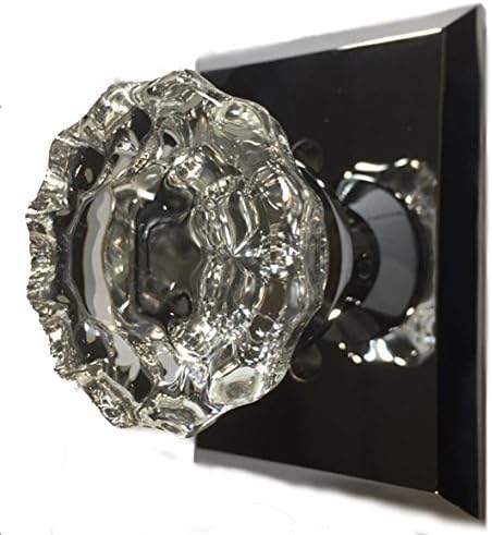 Copper Mountain Hardware Regency Fluted Glass Door Knob Set with Square Rosettes in Polished Chrome (Privacy Bed/Bath)