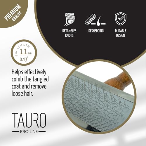 Tauro Pro Line Deshedding Brush with Metal Rim for Dogs & Cats, Medium (M) | Wooden Handle, Stainless Steel Pins, Undercoat Removal & Dematting, for All Coat Types, Ideal for Doodles & Poodles - Image 5