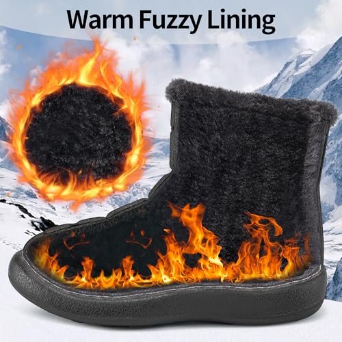 Ablanczoom Womens Winter Snow Boots: Comfortable Warm Fur Lined Zipper Outdoor Waterproof Non Slip Boots thumb #2