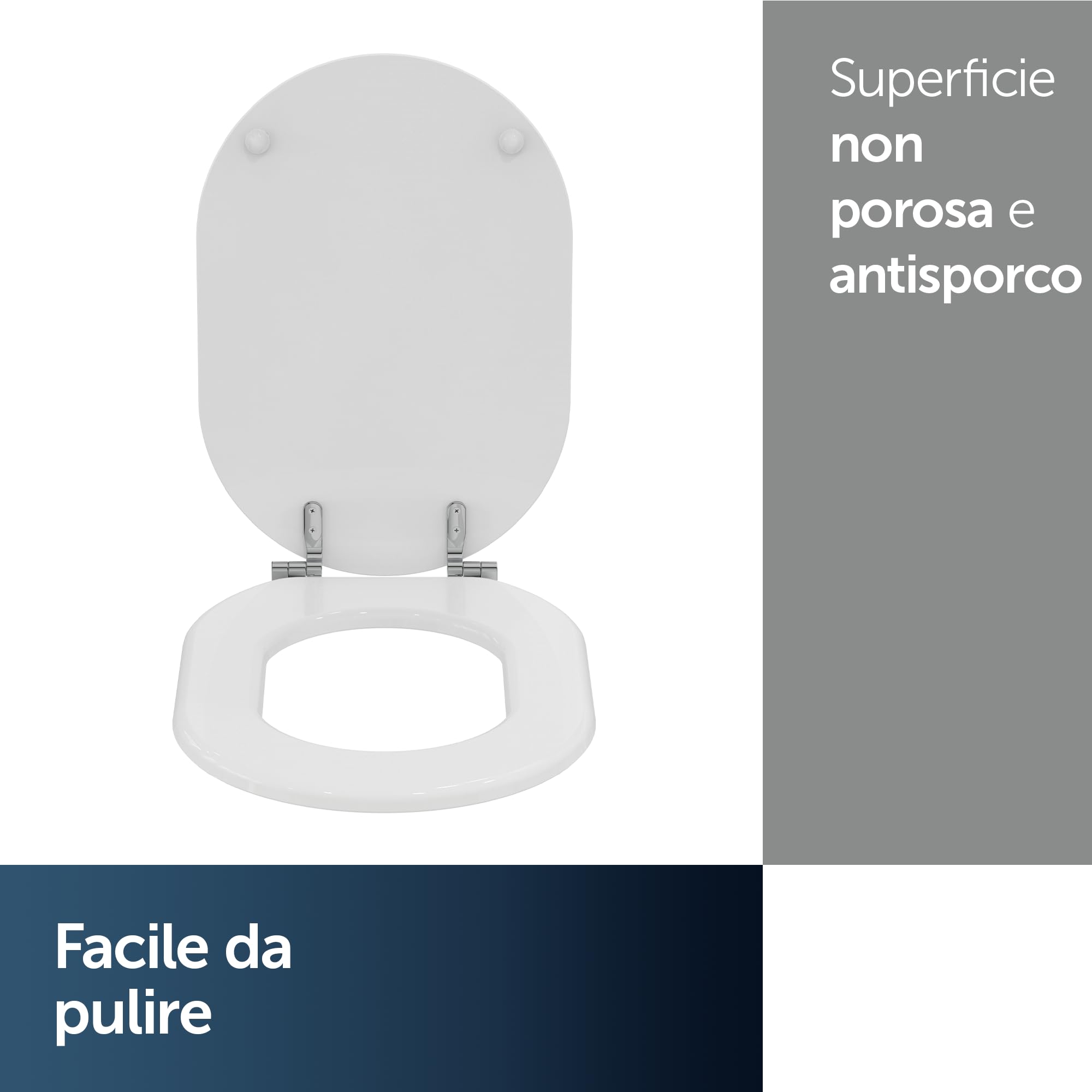 Ideal Standard Fiorile Sedile WC, forma arrotondata, Sedile del water resistente, incluso set di cerniere per una facile installazione, realizzato in materiale robusto – Bianco (345x475 mm)