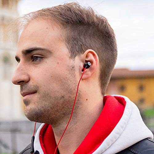 Image of LUDOS Clamor Wired Earbuds in-Ear Headphones, 5 Years Warranty, Earphones with Microphone, Noise Isolating Ear Buds, Memory Foam for iPhone, Samsung, School Students, Kids, Women, Small Ears - Red