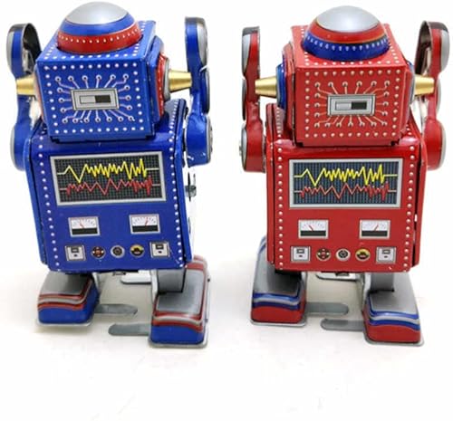 Miniatura 6 de Charmgle Mini Retro Estaño Robot Modelo Máquina Wind-Up Caminar Juguete Adulto Colección Decoración del Hogar Azul