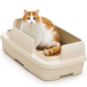 Pety 猫用トイレ ホワイト/ベージュ Amazon | ニャンとも清潔トイレセット [約1か月分チップ・シート