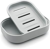 Vista 1 de Contenedor de plástico para jabonera, mantiene el jabón seco, fácil limpieza, drenaje, gris azul