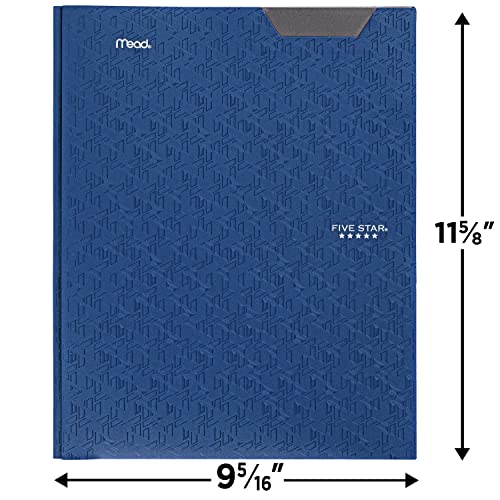 Five Star 2-Pocket Folder, Plastic Folder With Stay-Put Tabs And Prong Fasteners, Fits 3-Ring Binder, Holds 8-1/2" X 11" Paper, Writable Label, Pacific Blue (72115) #TOP6