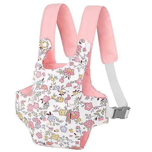 GAGAKU Puppentrage Puppenzubehör Babytrage für Puppen Bauchtrage mit verstellbaren Trägern Kinder Puppen Trage Spielzeug Puppenzubehör - Rosa (Pfirsichblüte)
