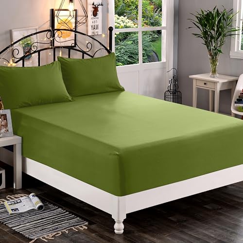Elegant Comfort 1500 Premium Quality Fitted Sheet Ultra Soft 18-24 Inch Extra Deep Pocket - Single Fitted Sheet for High Mattress - Wrinkle Free with Smart Storage Pockets, Cal King, Sage-Green