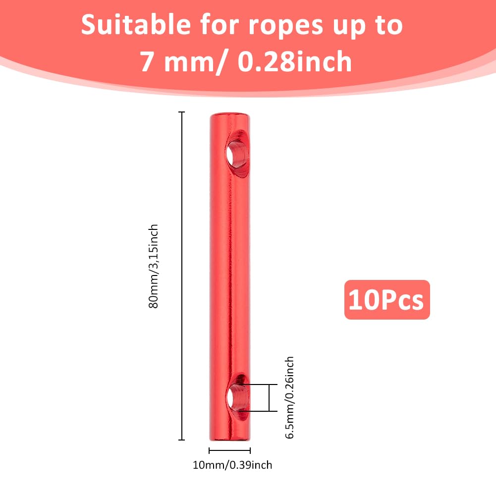 SUPERFINDINGS 10Pcs Aluminum Alloy Rope Adjuster Tent Rope Tensioner Red Guyline Cord Fasteners Tent Rope Adjusters Tent Line Cord for Camping Accessories Hiking Outdoor