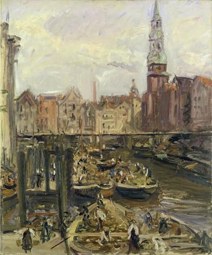 Marché flottant sur un canal Toile Max Slevogt pour Créer une Ambiance Relaxante dans votre Bureau