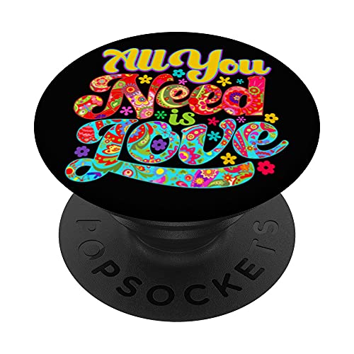 All You Need Is Love Flower Power Hippie Sayings (en anglais PopSockets PopGrip Interchangeable Cover