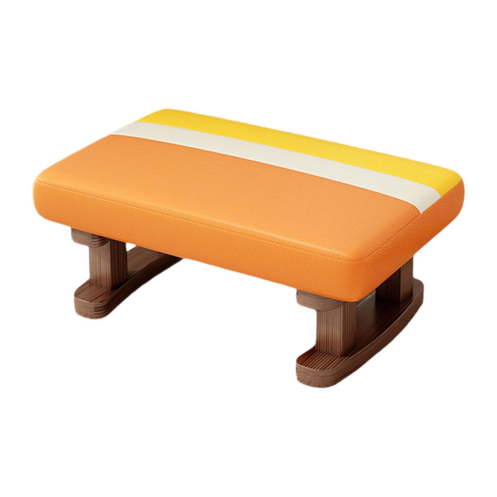 Tabouret rectangle rembourré en bois pour salon et chambre orange