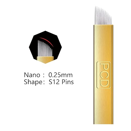 Miniatura 7 de S7 30 agujas de microblading con 0.008 in de diámetro, agujas de tatuaje manual de cejas de maquillaje permanente, hojas de microblading - azul 7