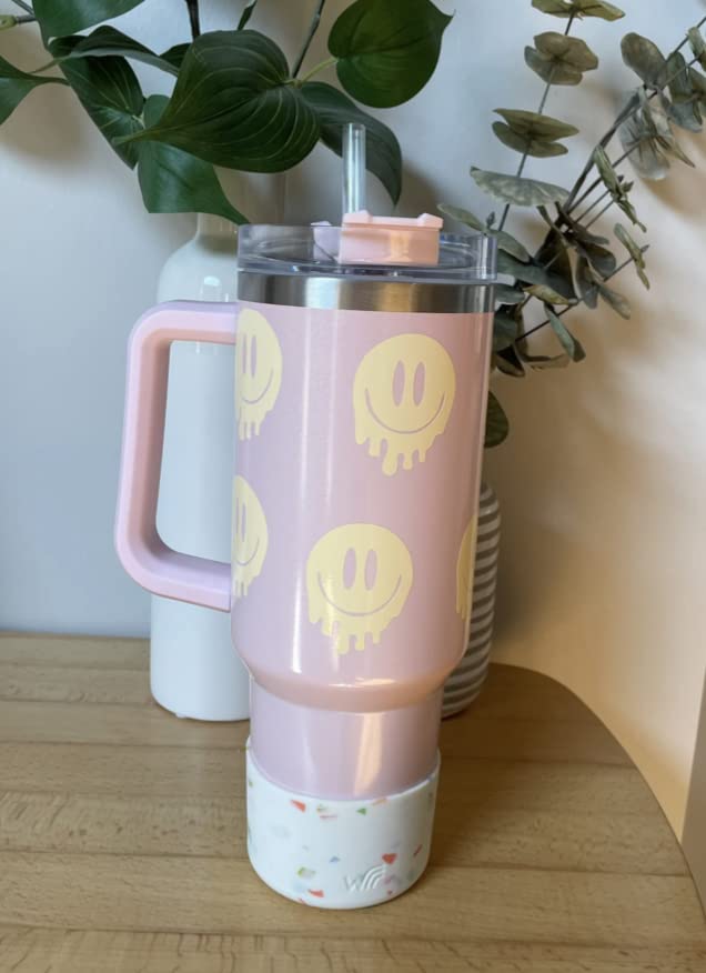 Miniatura 5 de WRAP ONLY Retro happy face Stanley 40oz Adventure Quencher Wrap smile, boho stylish tumbler, boho decor funky drip