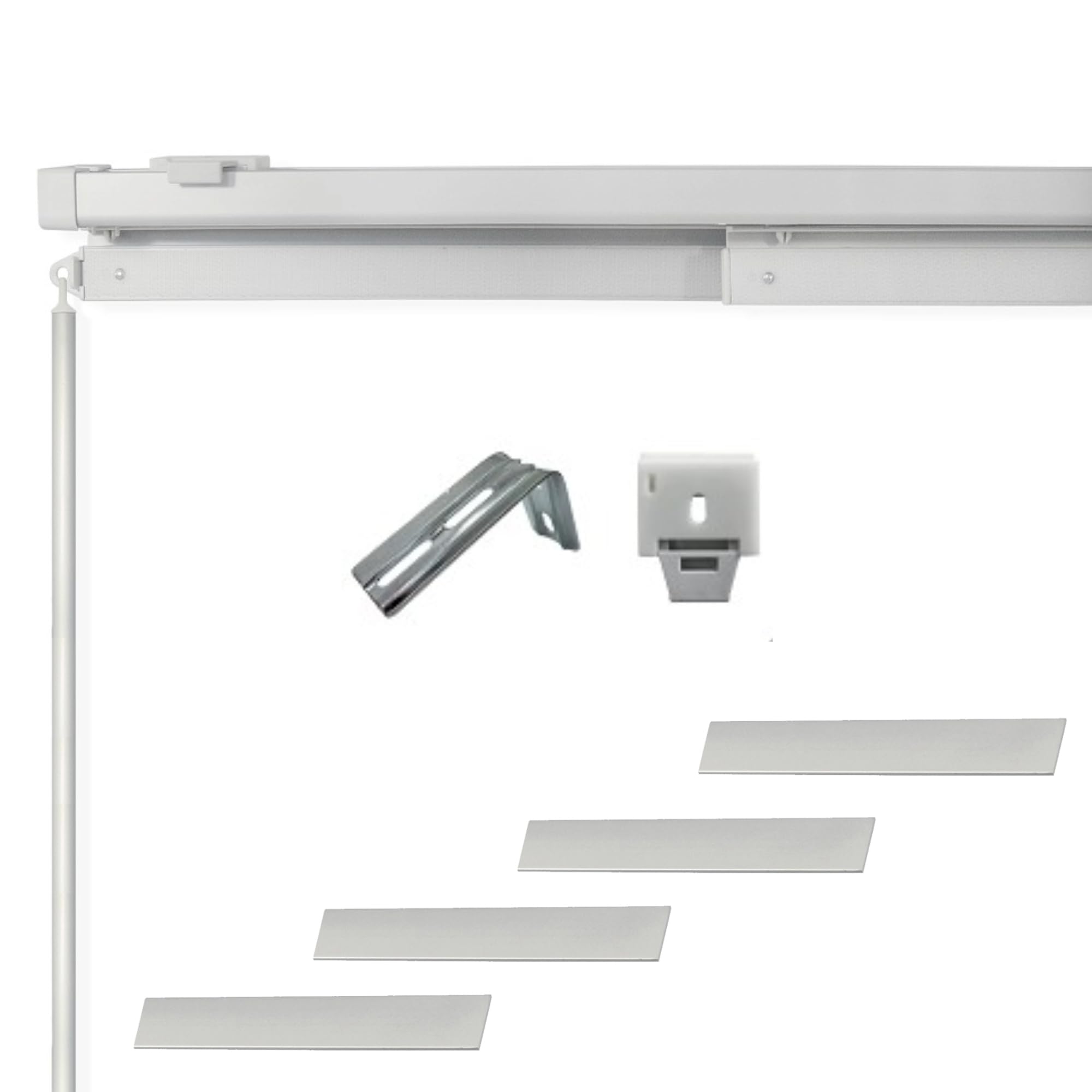 Gardinenbox Set Di 2 Binari Pieghevoli Per Tende A Pannello - 60 Cm, Bianco, Con Velcro E Barra Di Contrappeso, Per Guide In Plastica/Alluminio - 5