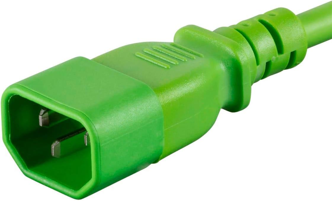 Monoprice Heavy-Duty Computer Extension Power Cable/Cord - 6 Feet - Green | 14AWG 15A 14AWG (IEC-320-C14 to IEC-320-C15)