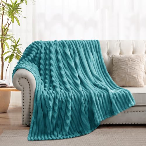 RUIKASI Kuscheldecke Flauschig Decke Türkis - 130x150cm Fleecedecke Sofadecke Couchdecke für Wohnzimmer Deko Tagesdecke Blanket… – Ansicht 2