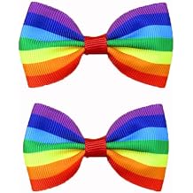 Rainbow Hair Bow Clips for Women Girls Gay Pride Day Rainbow Hair Accessories TSFJ52 2pcs Small Clips
