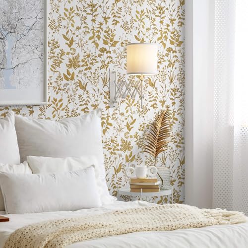Papier peint fleurs dorées autocollant pour masquer les défauts d'un mur