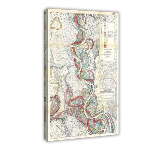 Carte du fleuve Mississippi WCYB Feuille 13 affiche géologique et peintures murales en toile