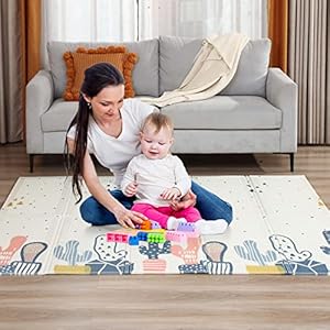 Baby Vivo Premium Omkeerbaar Speeltapijt Cactus | Kinderspel Tapijt Speelkleed Speel Tapijt Baby Mat Baby Tapijt | 1 cm dik XPE Kindertapijt XXL 200 x 180 cm