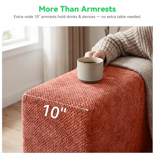 Image of MONVANE Oversized Boneless Sectional Couches for Living Room, 8-Seat Cloud Couch, Modular Sofa with Ottoman & 8 Throw Pillows, Comfy Chenille, No Assembly Required, Red