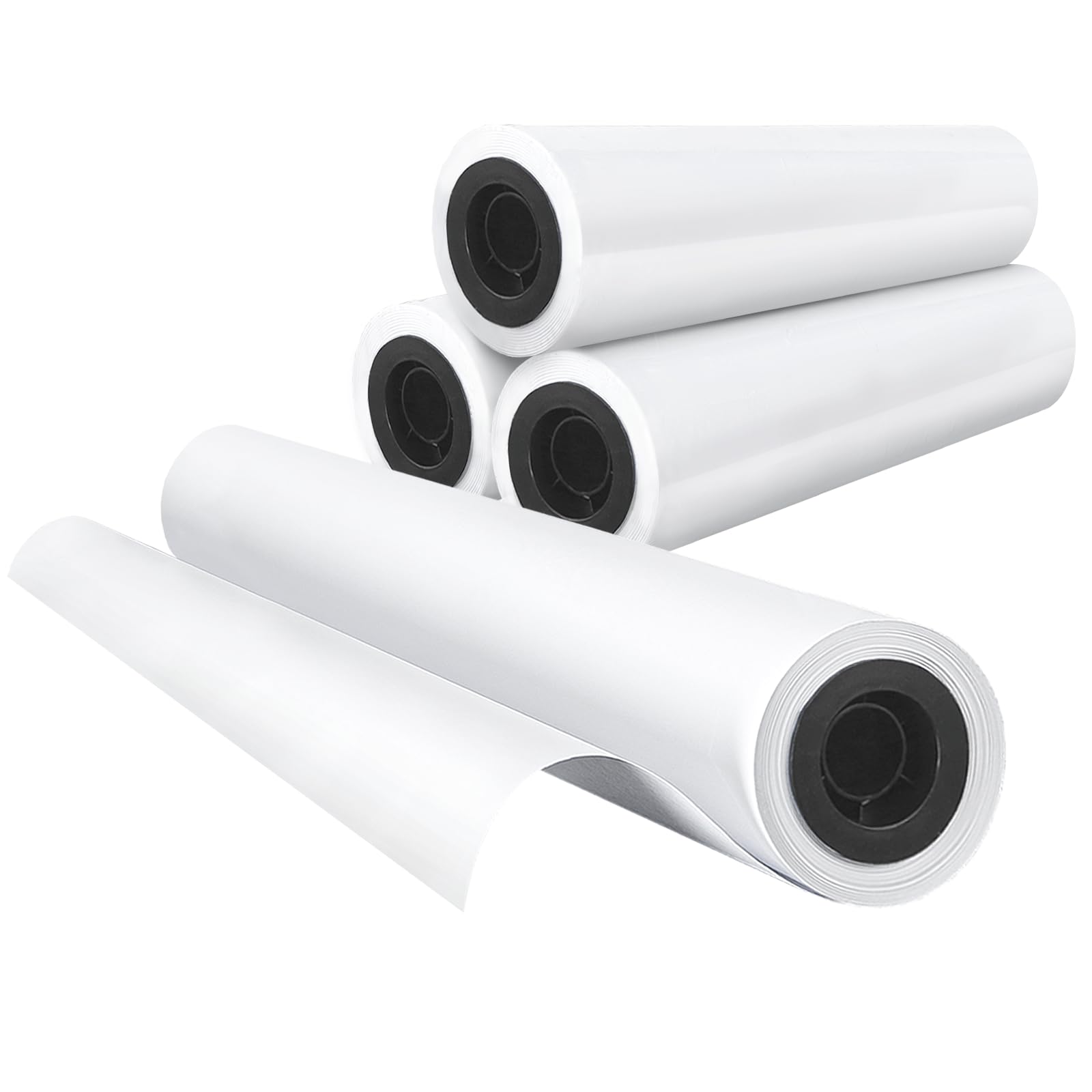 Plotter Paper 24"x 150' Wide Format Blueprint Paper, 4 Rolls, Goefun 20lb CAD Bond Rolls on 2" Core for CAD Printing on Inkjet Printers