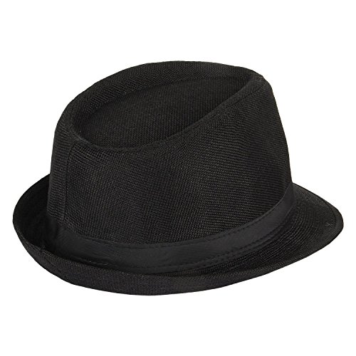 Zacharias Men's Black Fedora Hat (Pack of 1) (Free Size)