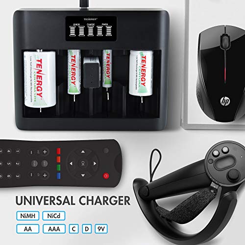 Tenergy TN486U 5-Bay Universal Battery Charger with LCD, Micro USB/Type C Input, for AA, AAA, C, D, and 9V Rechargeable Batteries - Thumbnail 2