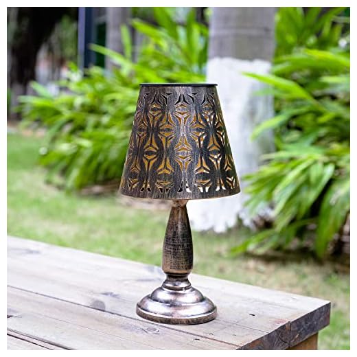 Outdoor Solar Table Lamp, Metal Waterproof Solar Powered Patio Outside Decorative Table Lamp for Garden Courtyard Yard Indroor Frontdoor