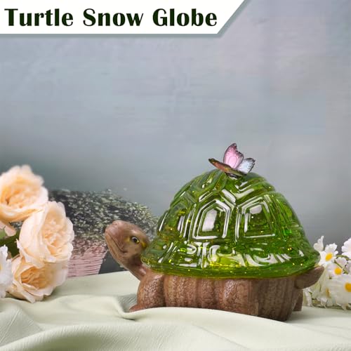 image for GlexpFesti Spring Turtle Snow Globe Decor with 6H Timer, Swirling Glit