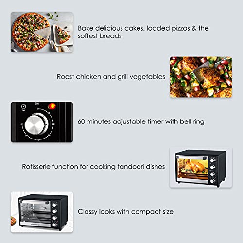 Image of Wonderchef Oven Toaster Griller (OTG) 32 Litres, Stainless Steel With Rotisserie, Auto Power-Off With Bell, Heat Resistant Glass Window
