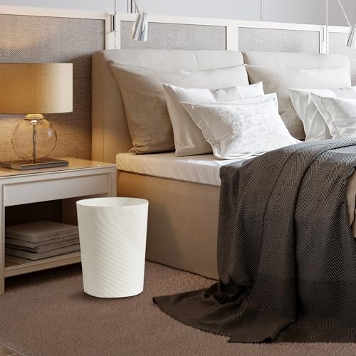 Image of Decorluxes Bedroom or Office 1.8 Gallon White Plastic Waste Can for Bathroom or Bedroom (White)
