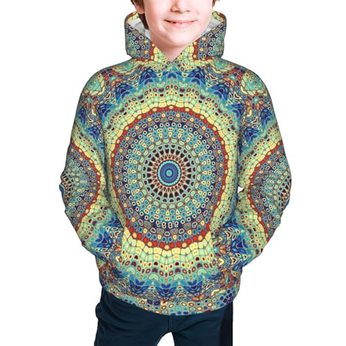 Round Mandala1 Kids Pullover Hoodies Boys Sweatshirts Girls Athletic Clothes with Pocket2