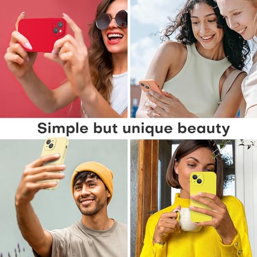Image of LOVE 3000 Designed for iPhone 14 Case, Premium Silicone with [Soft Anti-Scratch Microfiber Lining] Shockproof Protective Phone Case for Men Women Girls 6.1 inch, Creamy Yellow