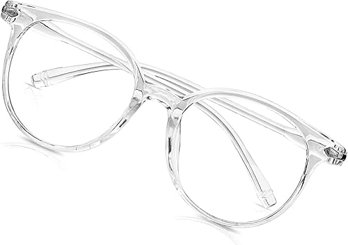 Lentes transparentes para mujeres y hombres, lentes de lectura redondos retro con bloqueo de luz azul con marco ligero, antifatiga ocular, filtro UV