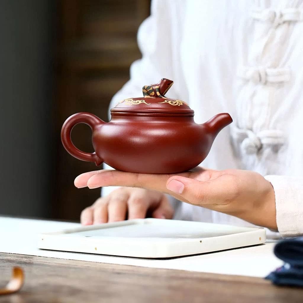 Teapot Zisha Teapot Yixing Traditional Purple Sand Teapot Painted Raw Ore Dahongpao Mud Teapot Kungfu Tea Set Home Kettle Pottery Teapot
