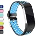 Hotodeal Compatible Fitbit Charge 2 Band, Classic Soft TPU Adjustable Replacement Accessory Bands Fitness Breathable Sport Strap Small Large Black Blue