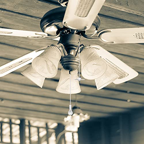 Ceiling Fan Pull Chain Set Elfcab Including 4Pcs 12 Inch 3Mm Beaded Ball Fan Pull Chain Pendant Extra 8Pcs Pull Loop Connectors And 2Pcs 36 Inches Fan Pull Chain Extension (White) #TOP4
