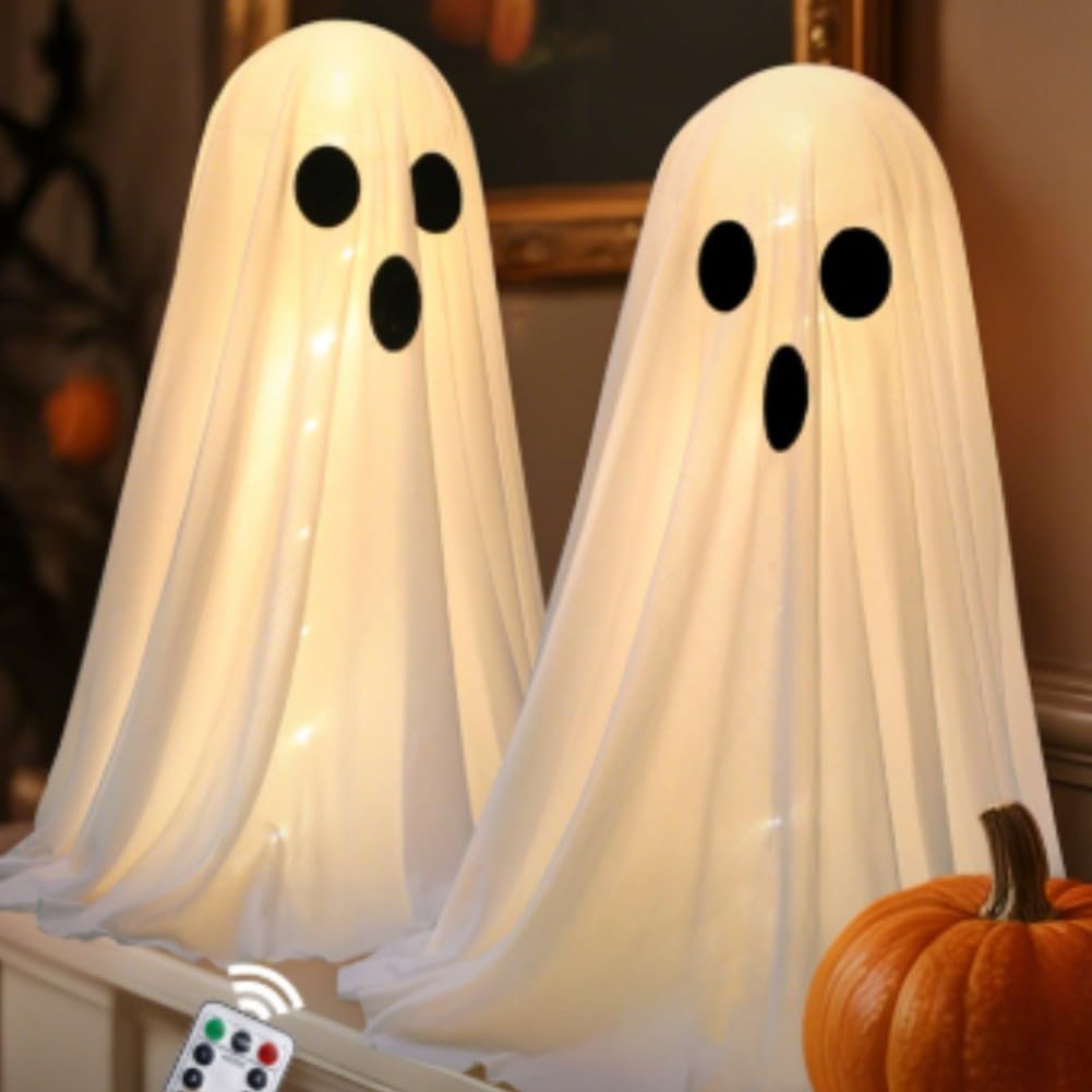 Halloween LED duch do dekoracji na zewnątrz, 8 trybów, biały