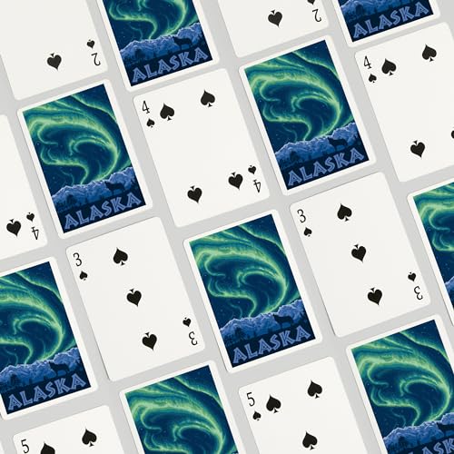 Lantern Press Alaska, Northern Lights, 52 naipes póker miniatura 4