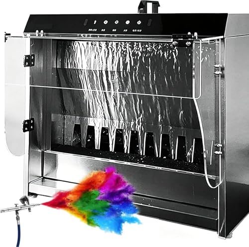 LYAYYDS Cabina de Pintura con sis-Tema de Escape Tipo Cascada de 180 W y caudal de 2200 L/H, Banco de Trabajo Plegable de 33 cm con 3 Luces LED, para Camisetas y Modelos RC.